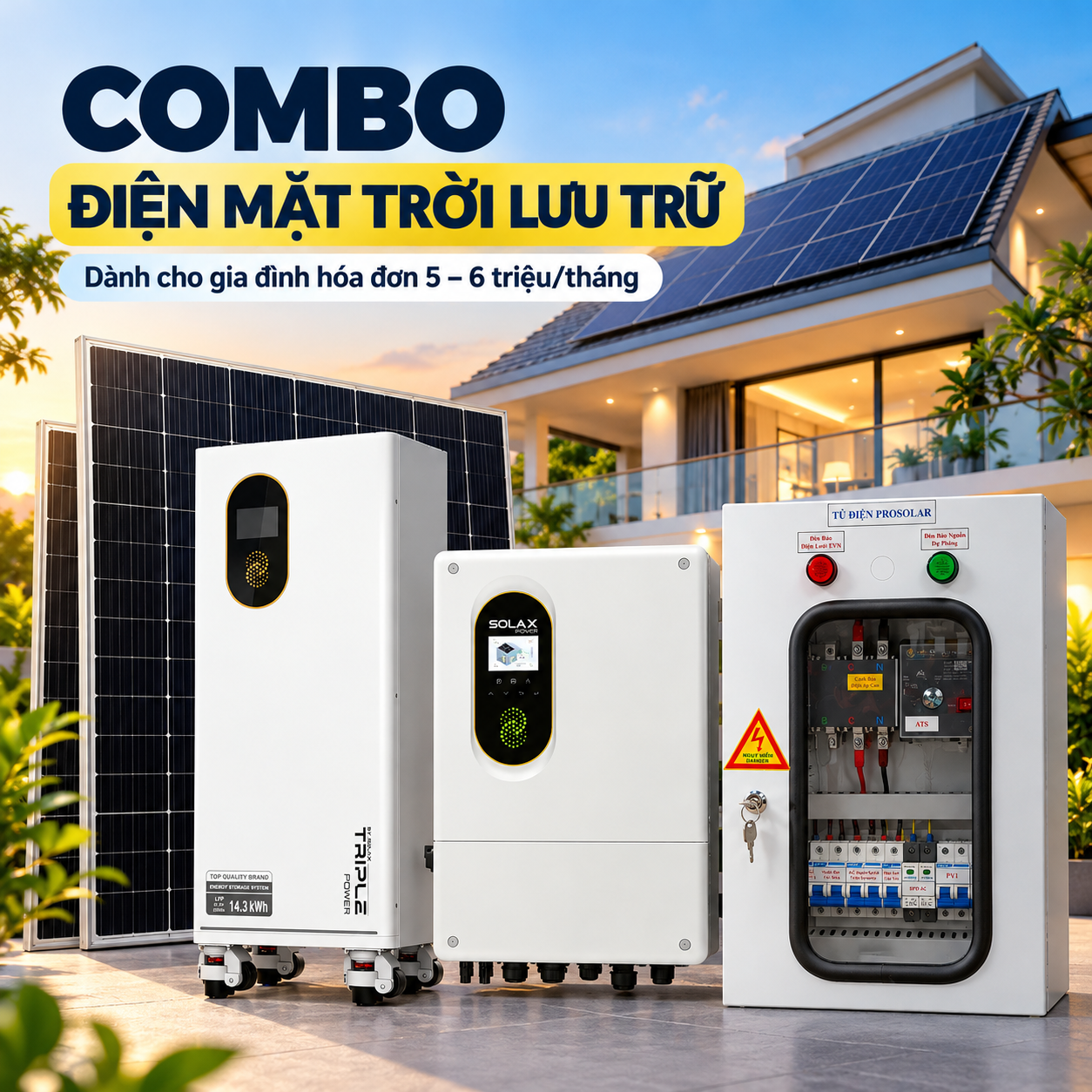 Combo điện mặt trời hoá đơn 6tr/tháng 3 pha 16,9kWp