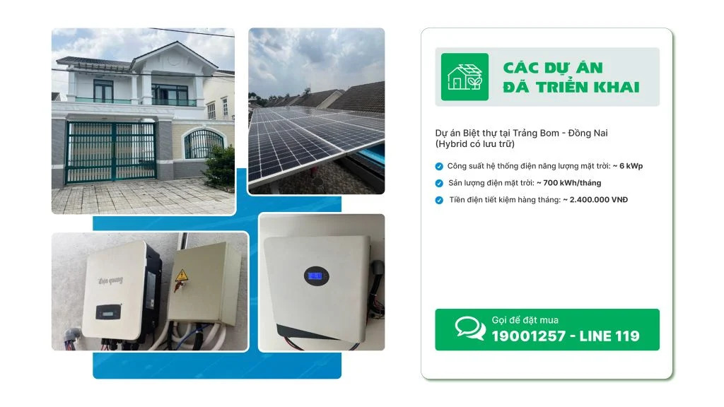 Dự án biệt thự tại Trảng Bom - Đồng Nai (Hybrid có pin lưu trữ)