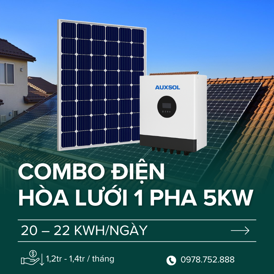 Gói lắp đặt điện NLMT hòa lưới bám tải không lưu trữ 1 pha 5 KW