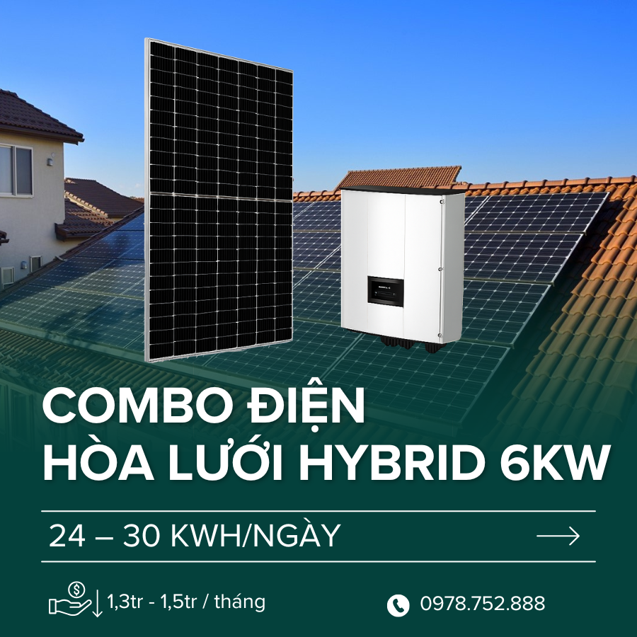 Gói lắp năng lượng mặt trời hybrid 6Kw
