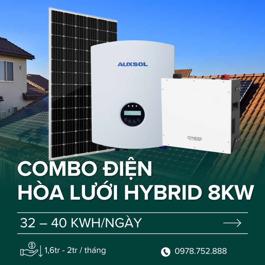 Gói lắp năng lượng mặt trời hybrid 8Kw