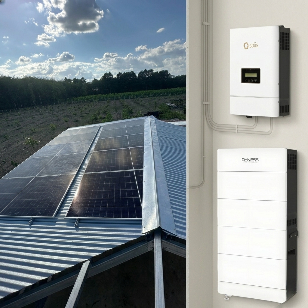 Combo inverter áp cao 10K Solis + pin lưu trữ điện áp cao Dyness Tower