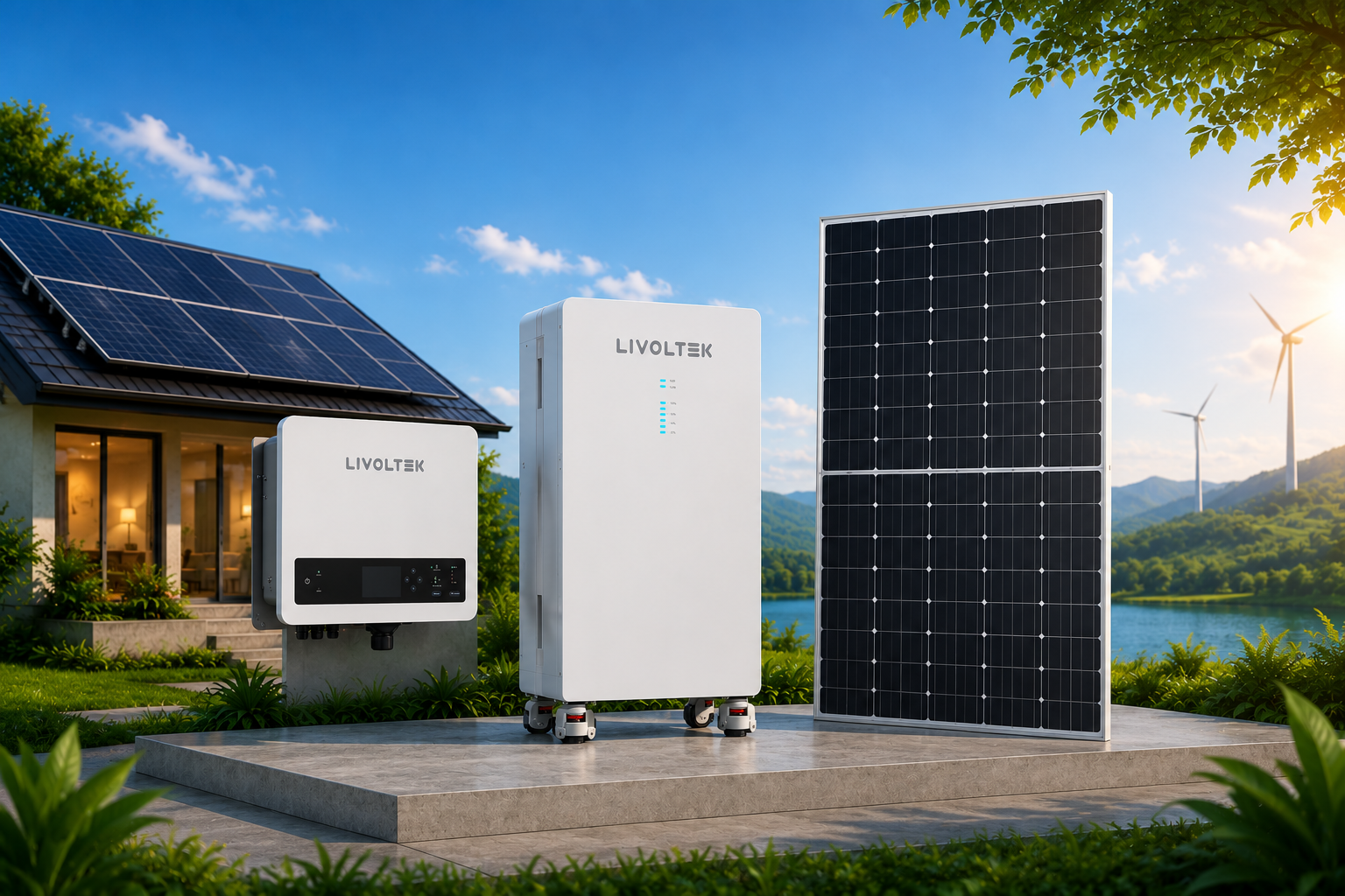 Combo điện NLMT 19.8Kwp, biến tần 12kw, lưu trữ 30kWh