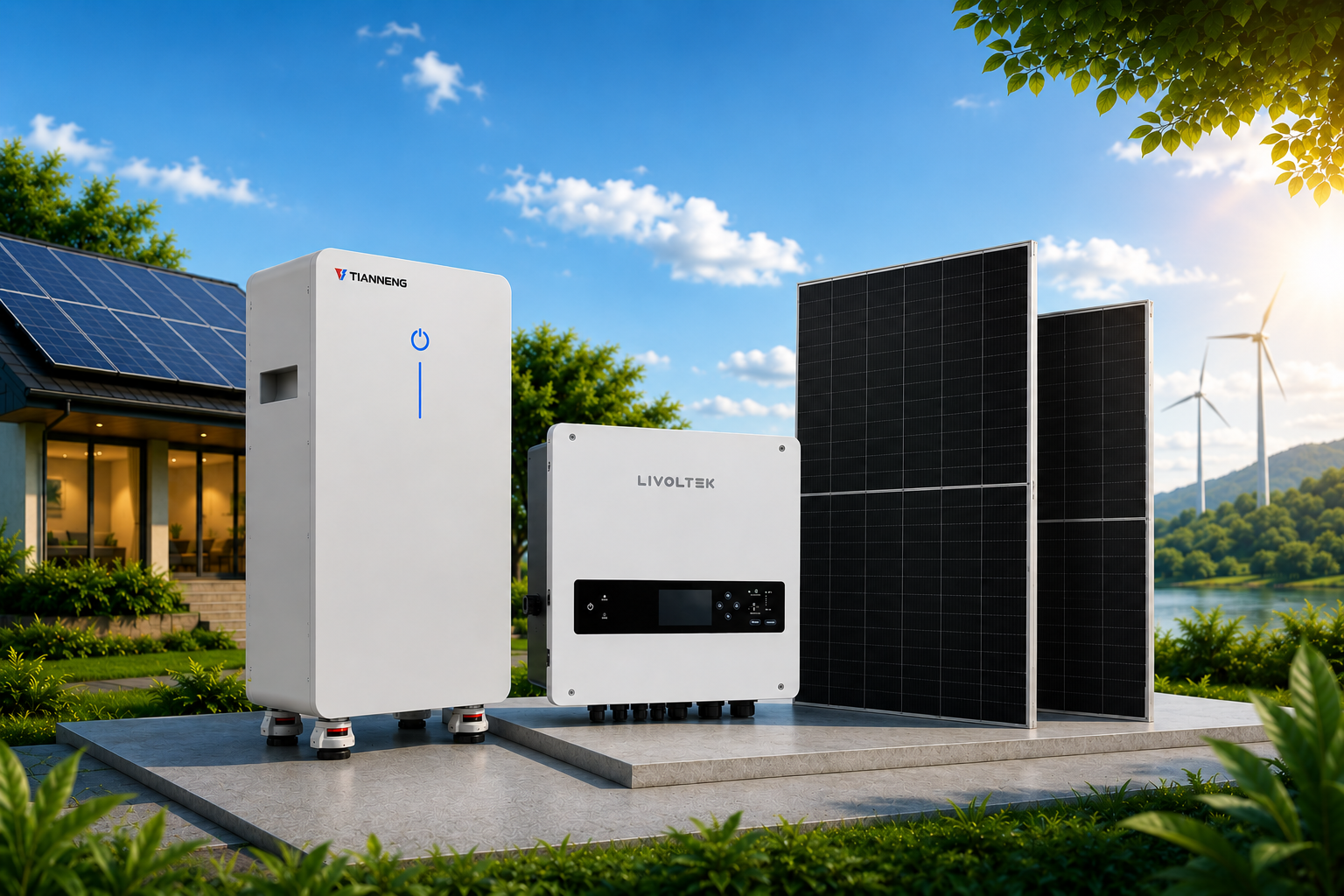 Combo Hybrid 6.5kWp - Lưu trữ 16kWh (Aiko & Livoltek & Tianneng)