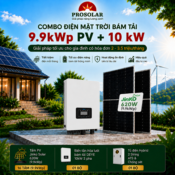 Combo Bám tải 9.9kWp - Biến tần 10kW (Jinko & Deye)