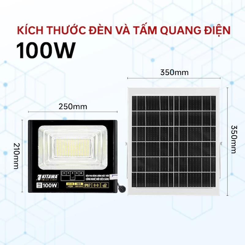 Đèn Pha Năng Lượng Mặt Trời 100W Lite BDP26.100 KITAWA