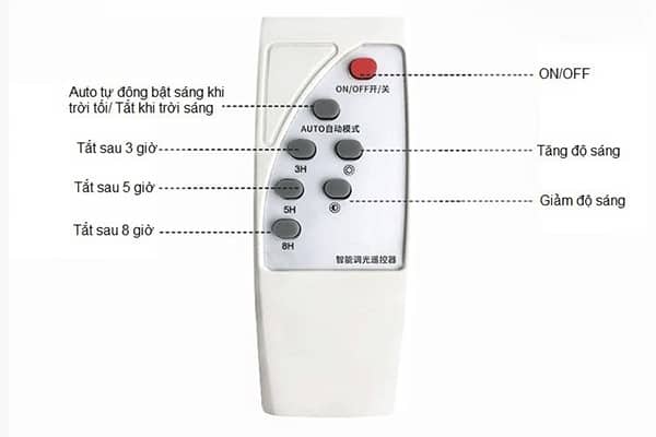 sử dụng Remote đèn năng lượng mặt trời - màu trắng